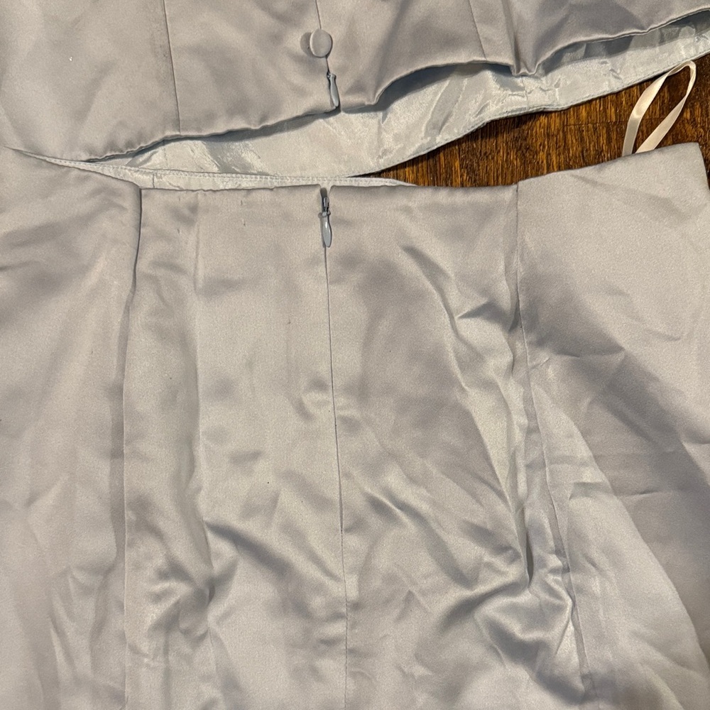 Vintage 1990s Too Neiman Marcus Light Blue Satin Two-Piece Set | Pristine - Picture 4 of 11